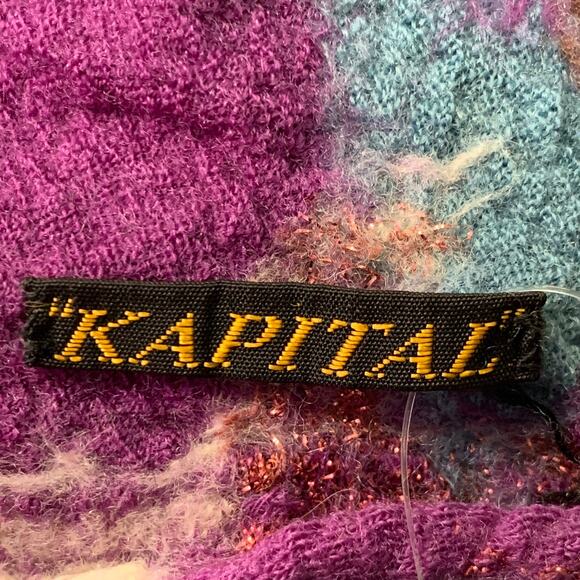 KAPITAL Brown Multi Color Sugar Skull Wool Scarf - Picture 6 of 9